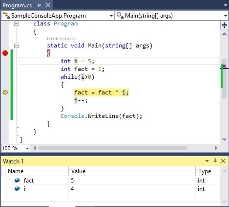 Watch Widnow in Debugging Mode